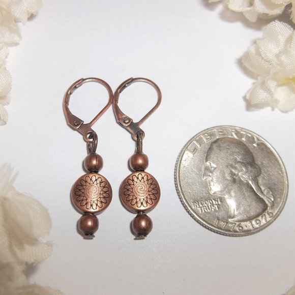 Boho Earring Set Copper Minimalist Simple Dainty Delicate Simple Circle NWT A521 - Picture 2 of 5